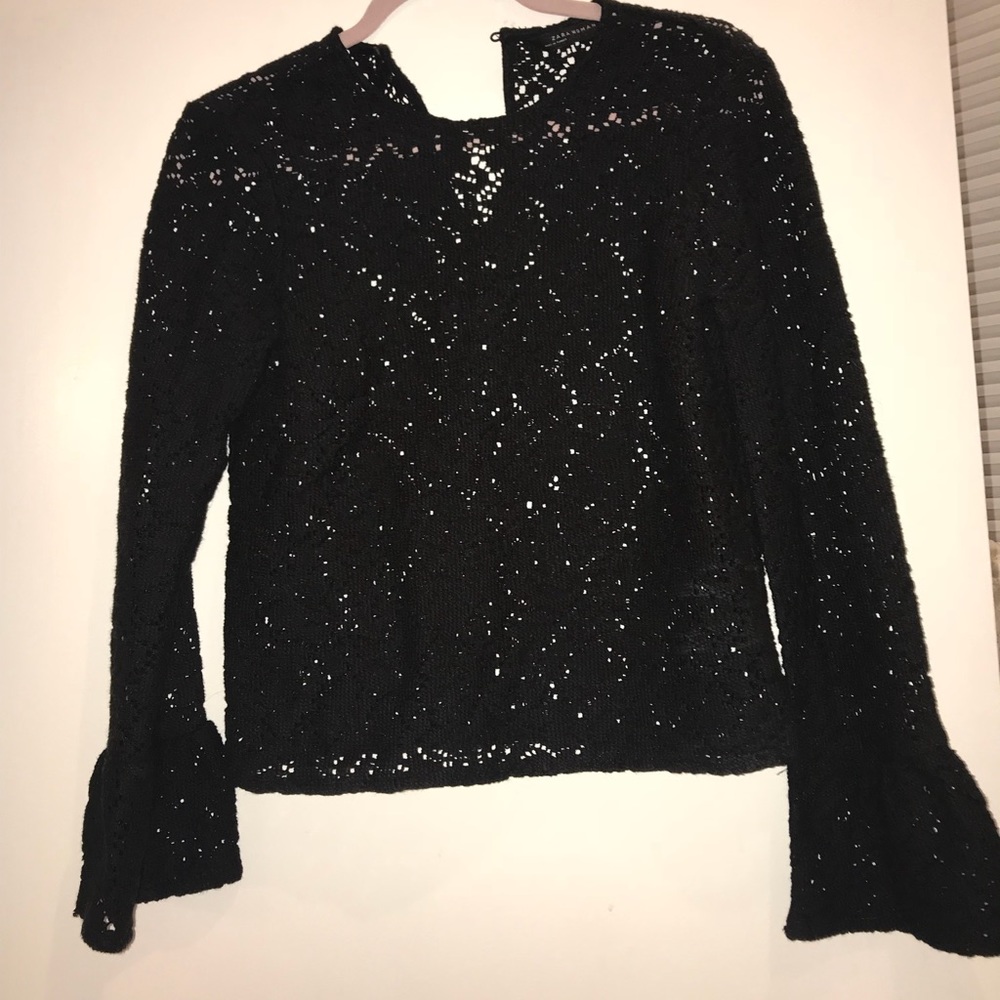 Zara Black lace top with belle sleeves